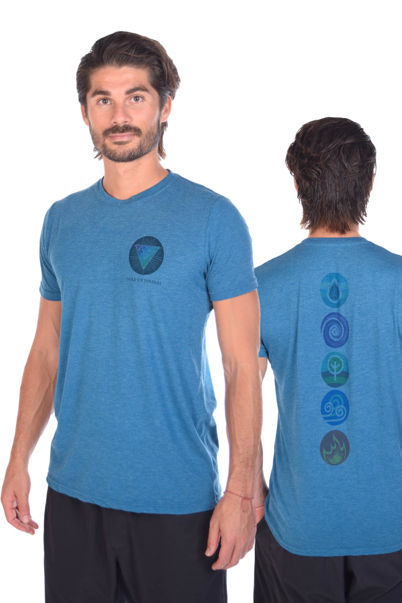 Elements on Back Crystal Vibration Diamond front Tri Blend Crew Neck Tee - Third Eye Threads