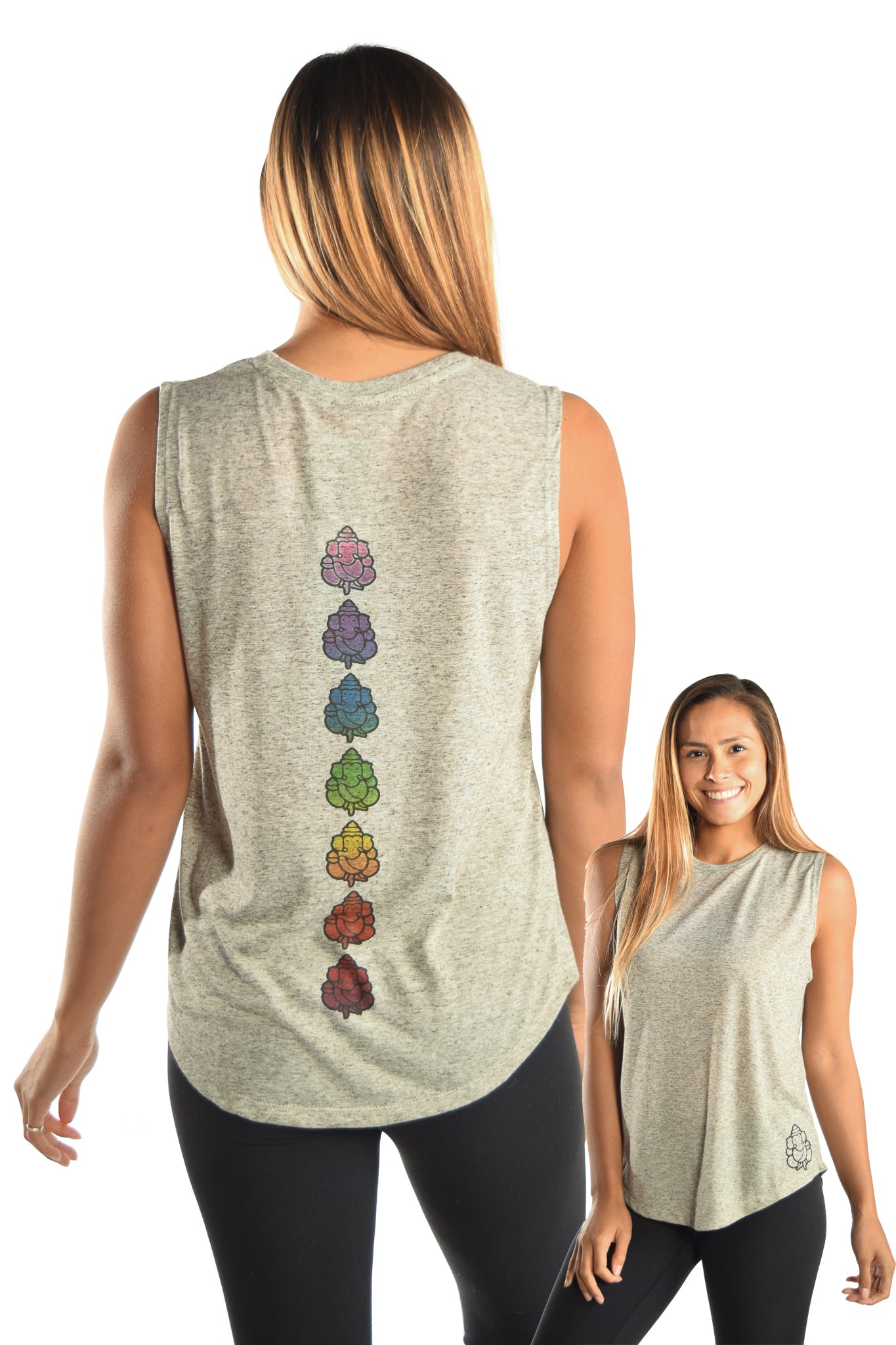 Oatmeal Linen Blend Boyfriend Tee with Full Chakra Back - Third Eye Threads