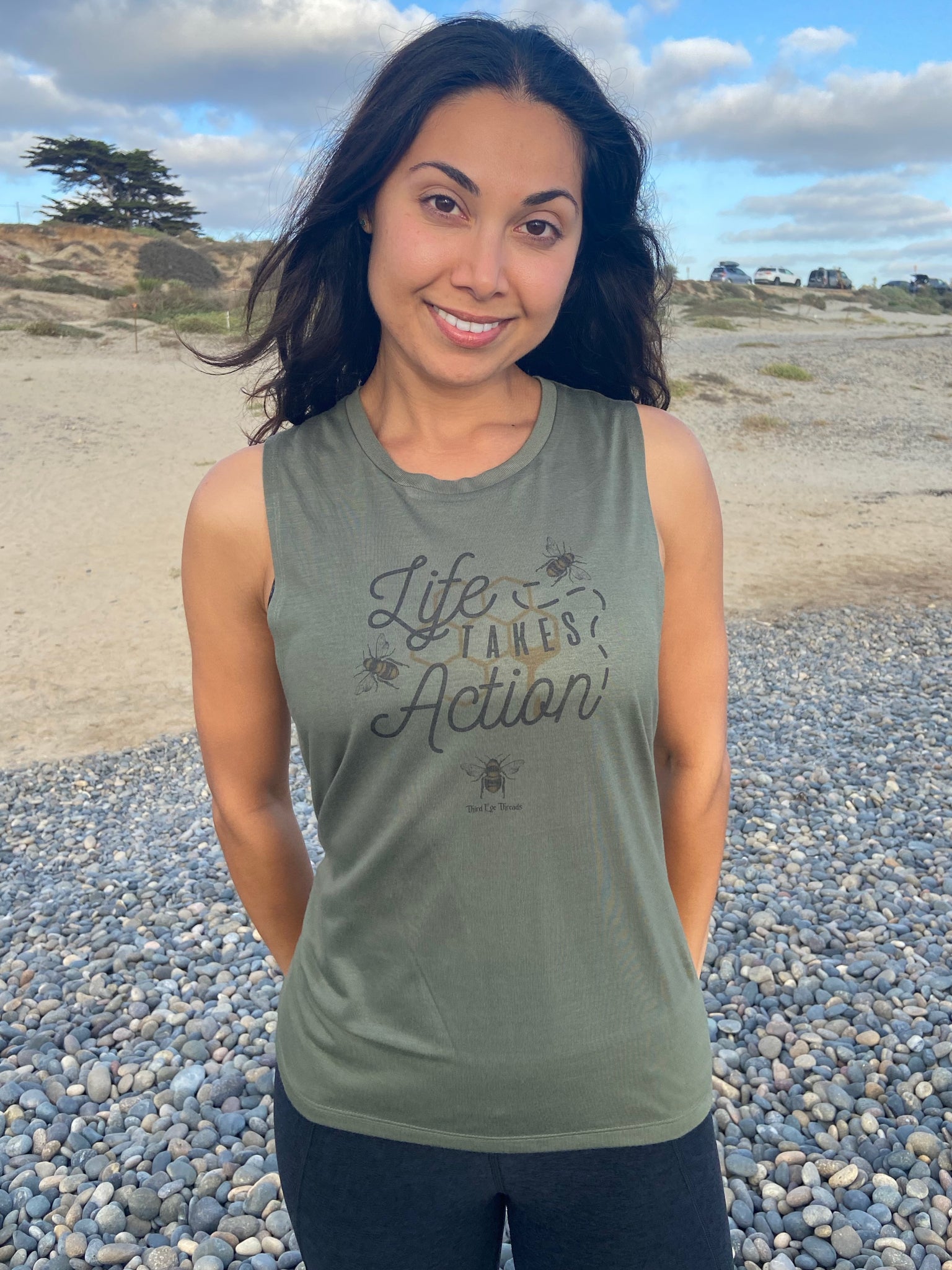Life Takes Action Bee Boyfriend Tee - Third Eye Threads
