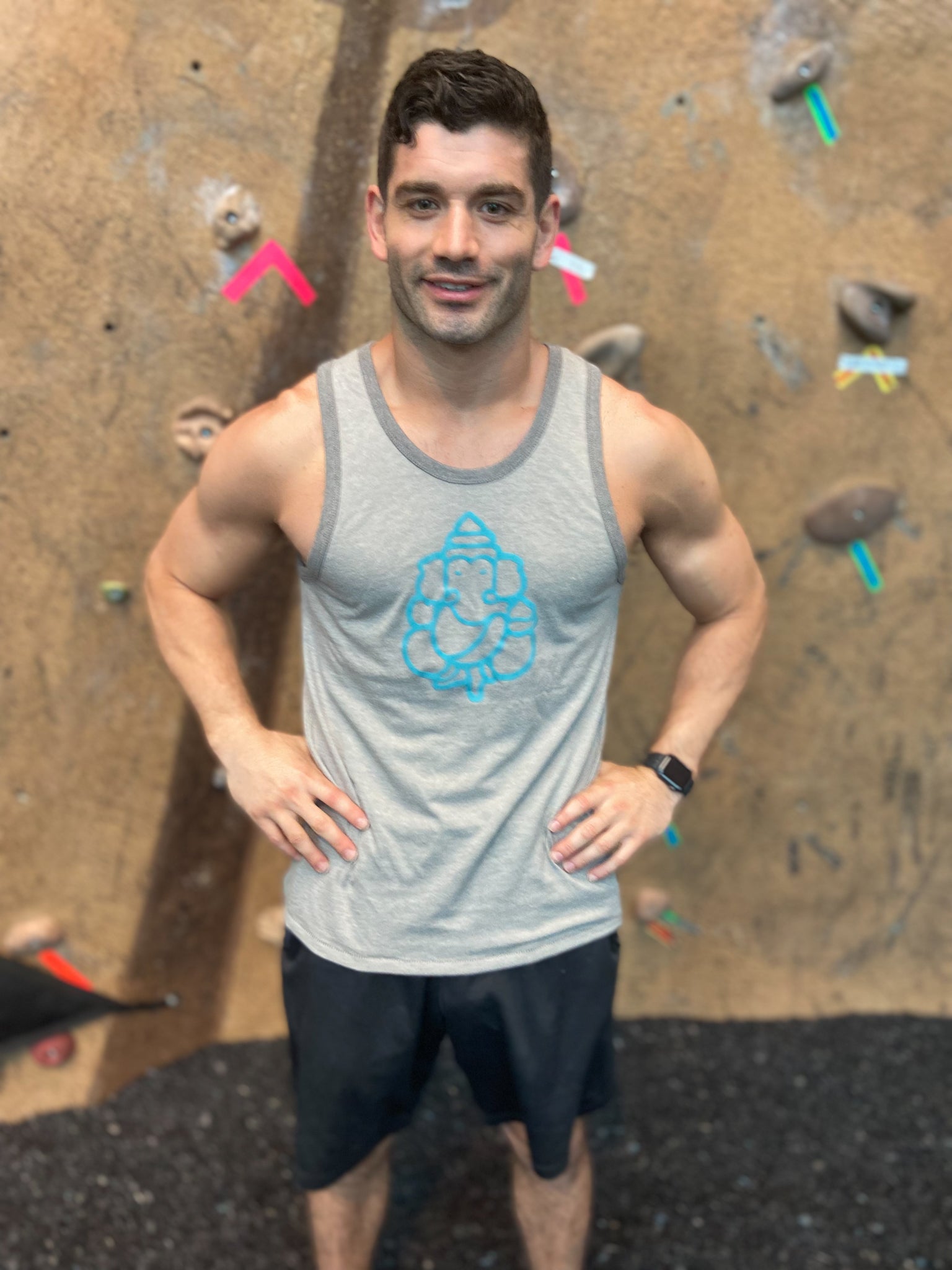 Unisex Vintage Vibe Ganesh Smoky Gray Muscle Tee - Third Eye Threads
