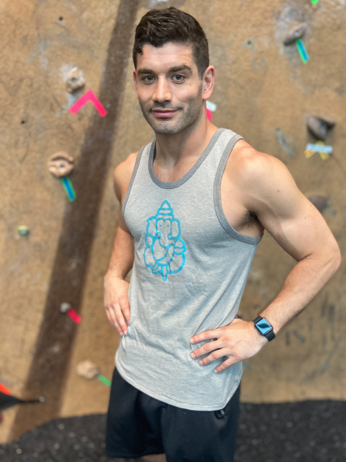 Unisex Vintage Vibe Ganesh Smoky Gray Muscle Tee