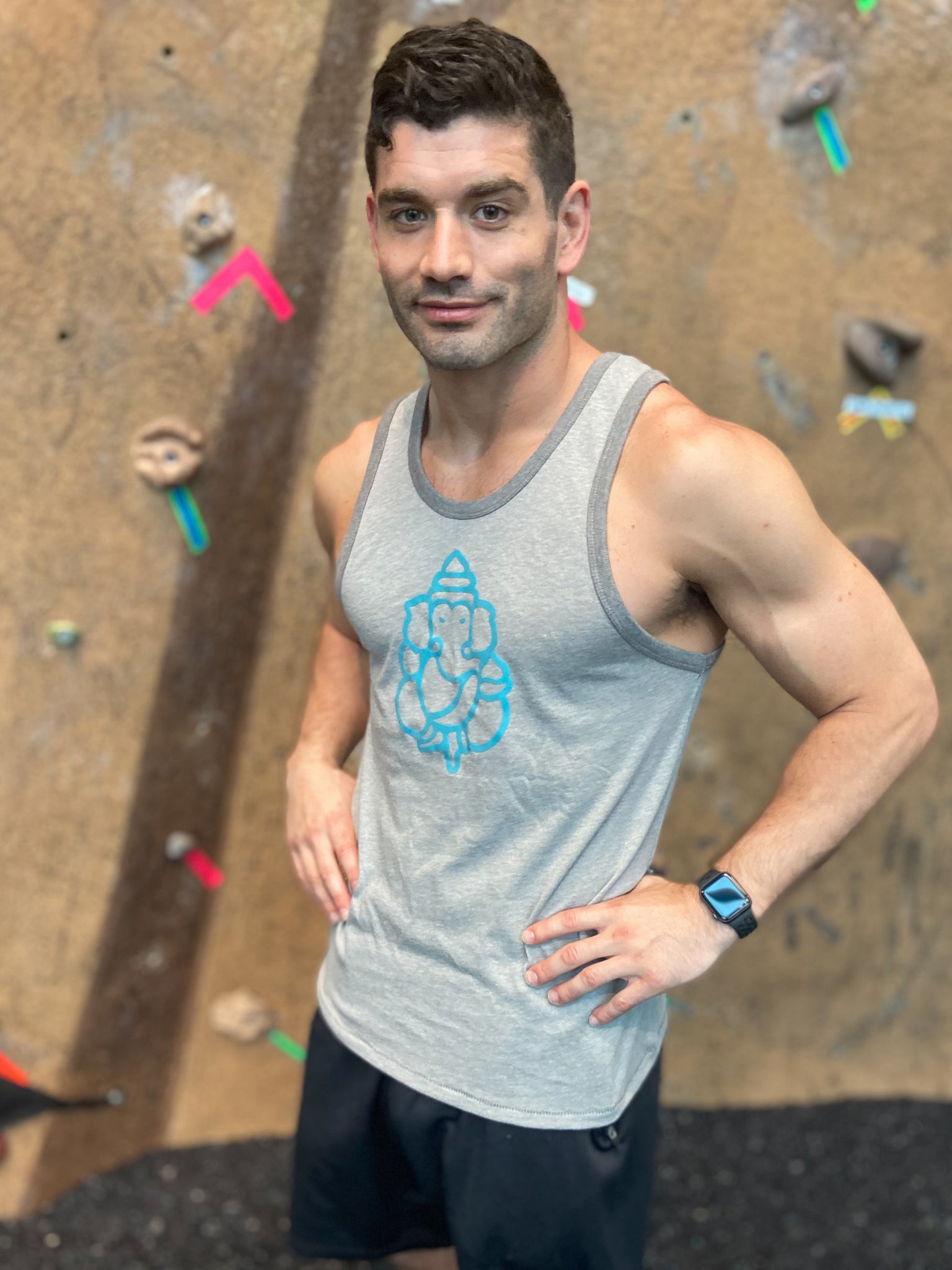 Unisex Vintage Vibe Ganesh Smoky Gray Muscle Tee - Third Eye Threads