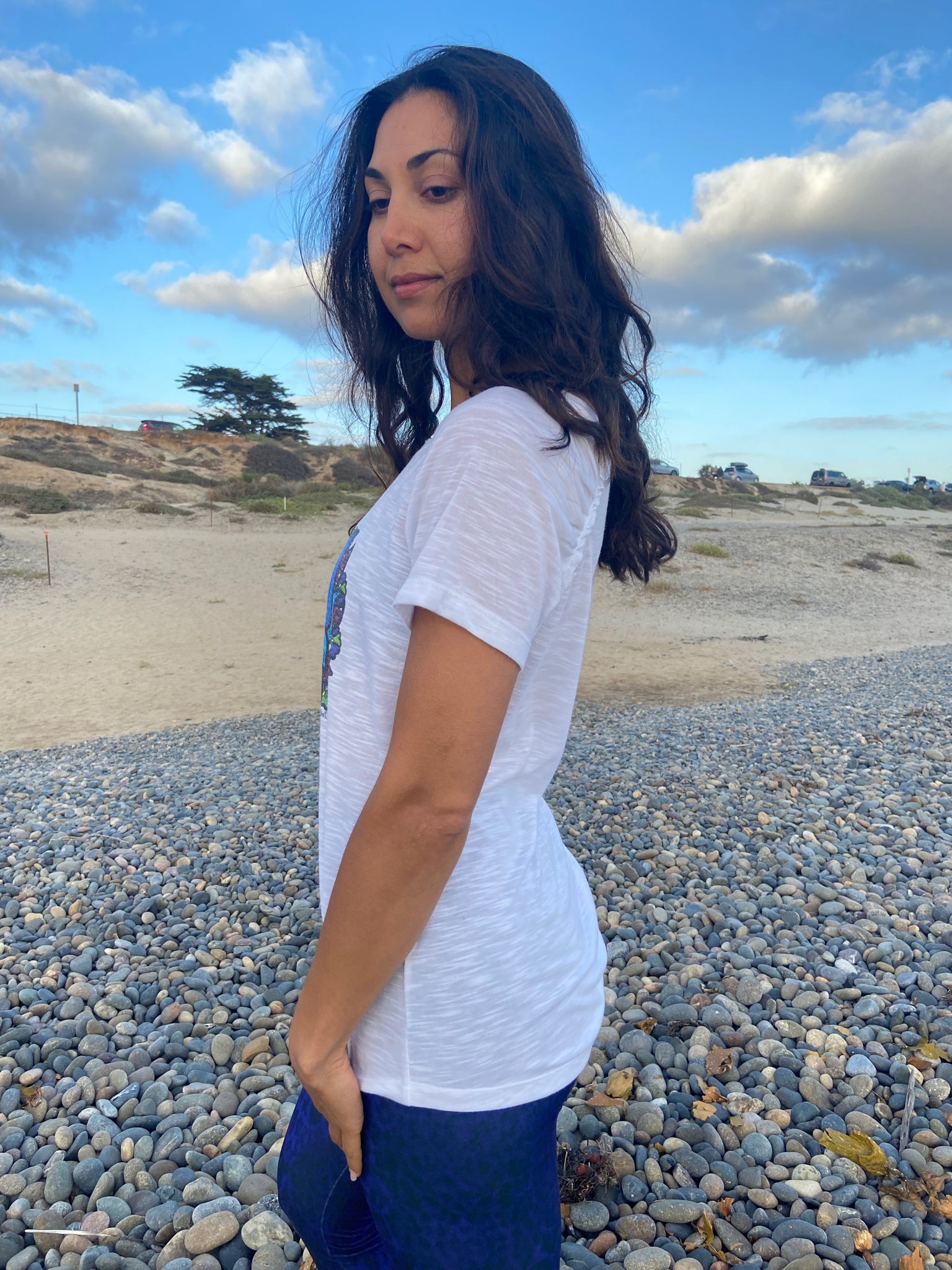 Blue Lotus Shirred Raglan Tee - Third Eye Threads