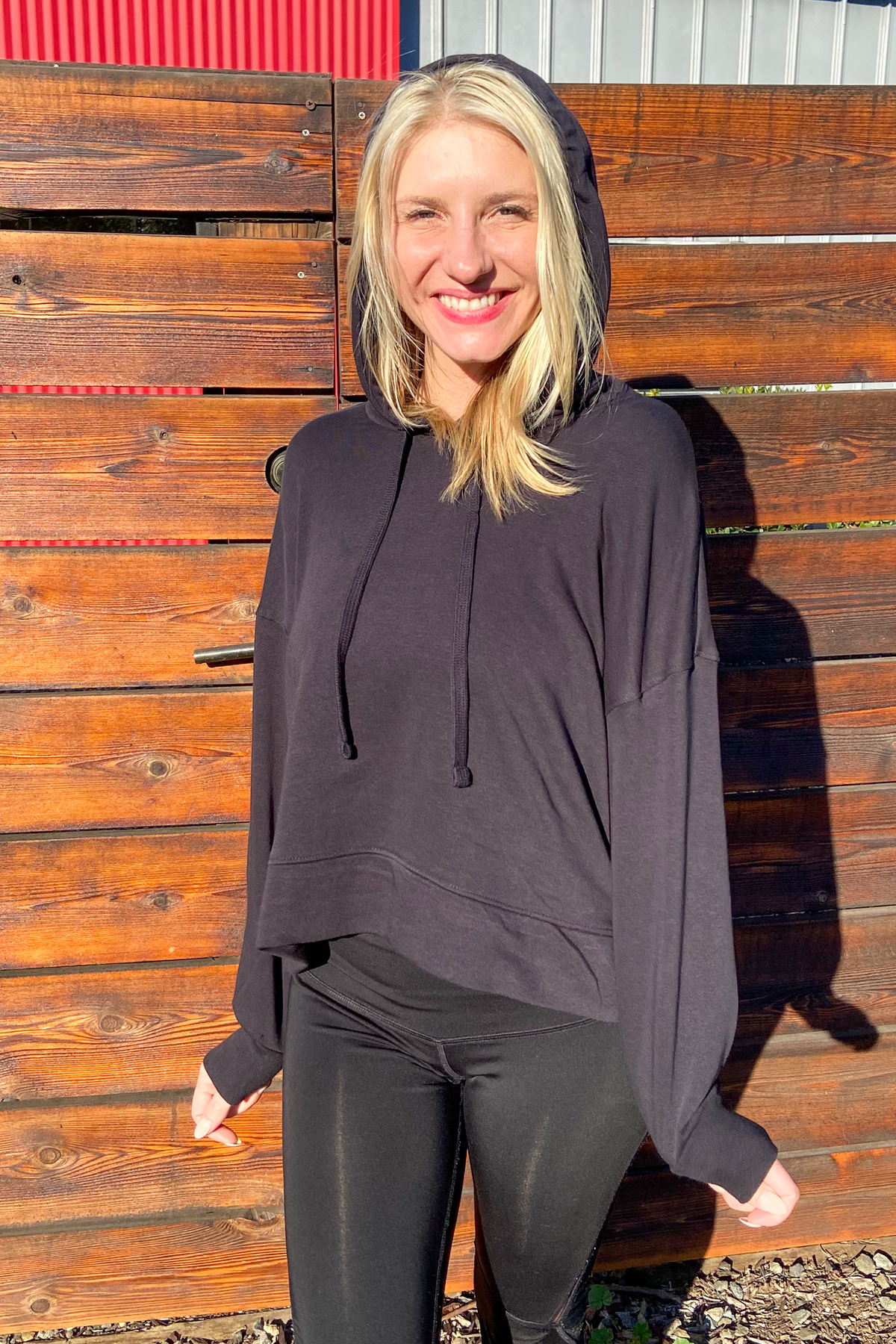 Black Full Chakra Terry Cloth Hooded Sweatshirt