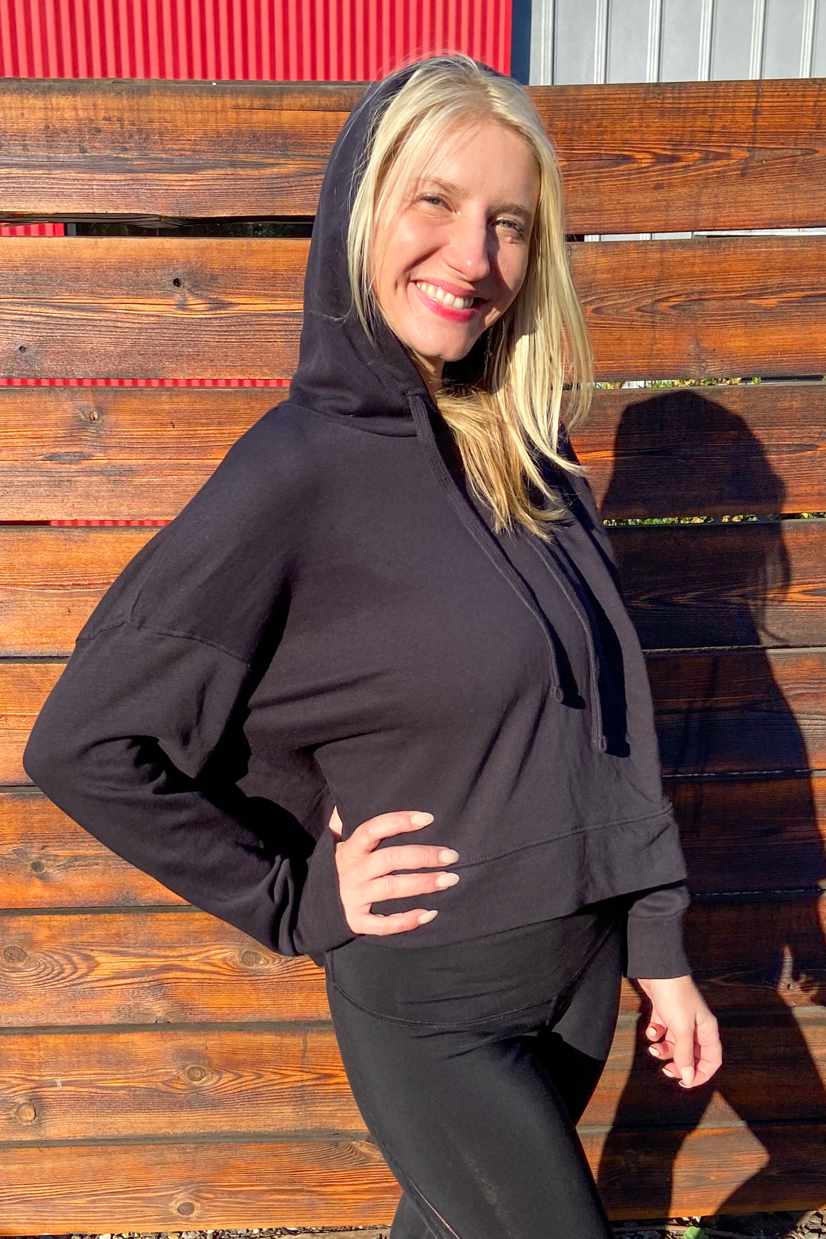 Black Full Chakra Terry Cloth Hooded Sweatshirt