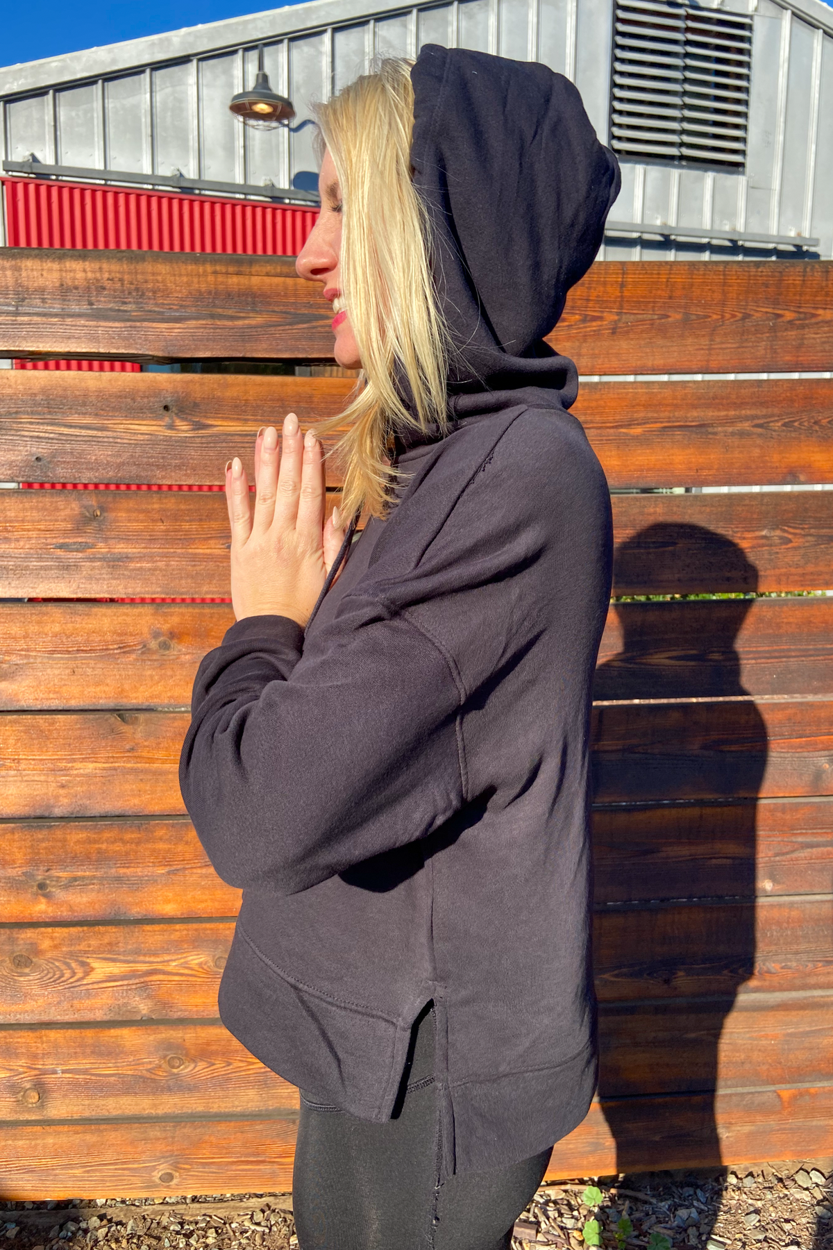 Black Full Chakra Terry Cloth Hooded Sweatshirt