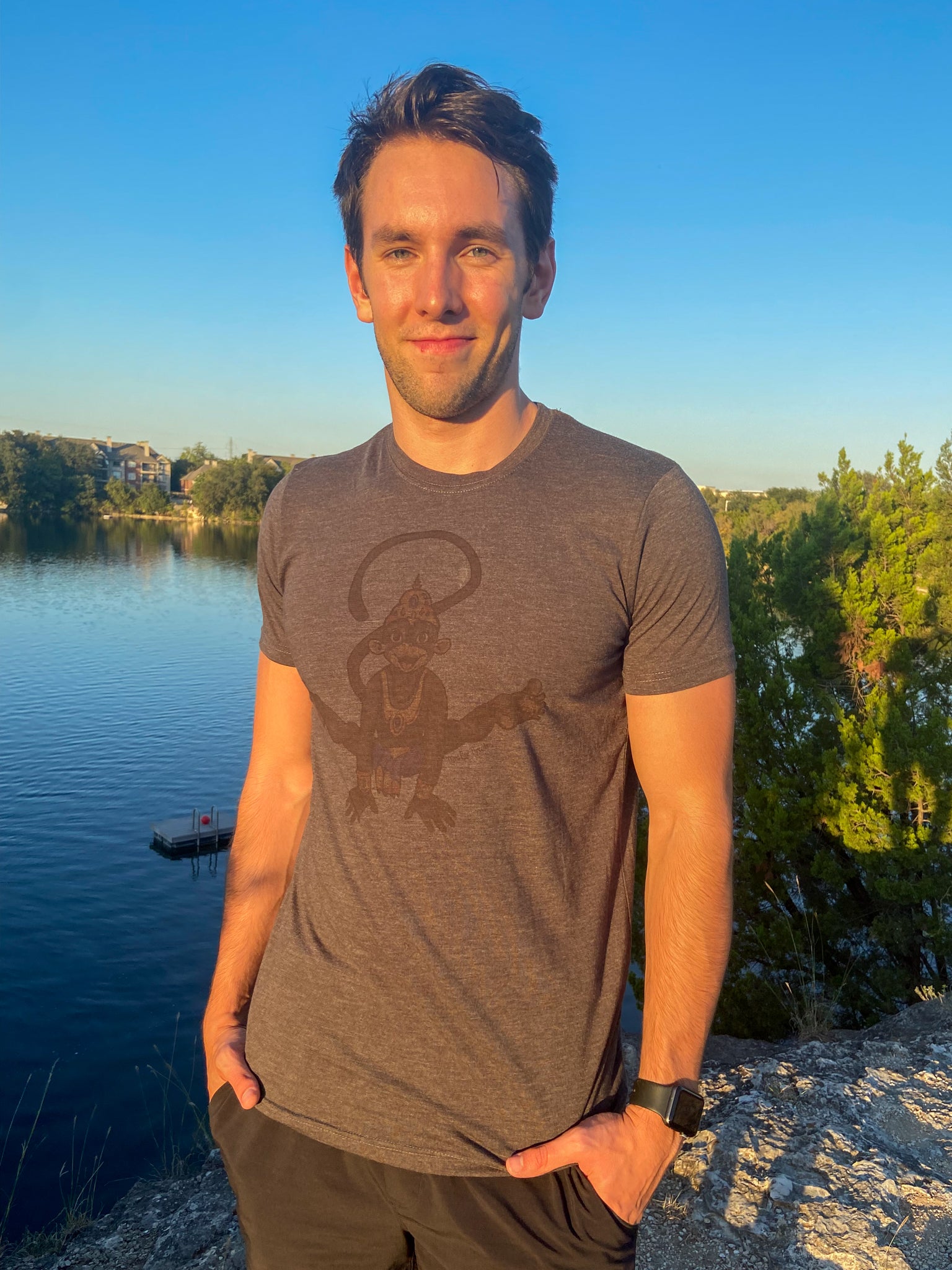 Hanuman Titibhasana On Linen Blend Crew - Third Eye Threads