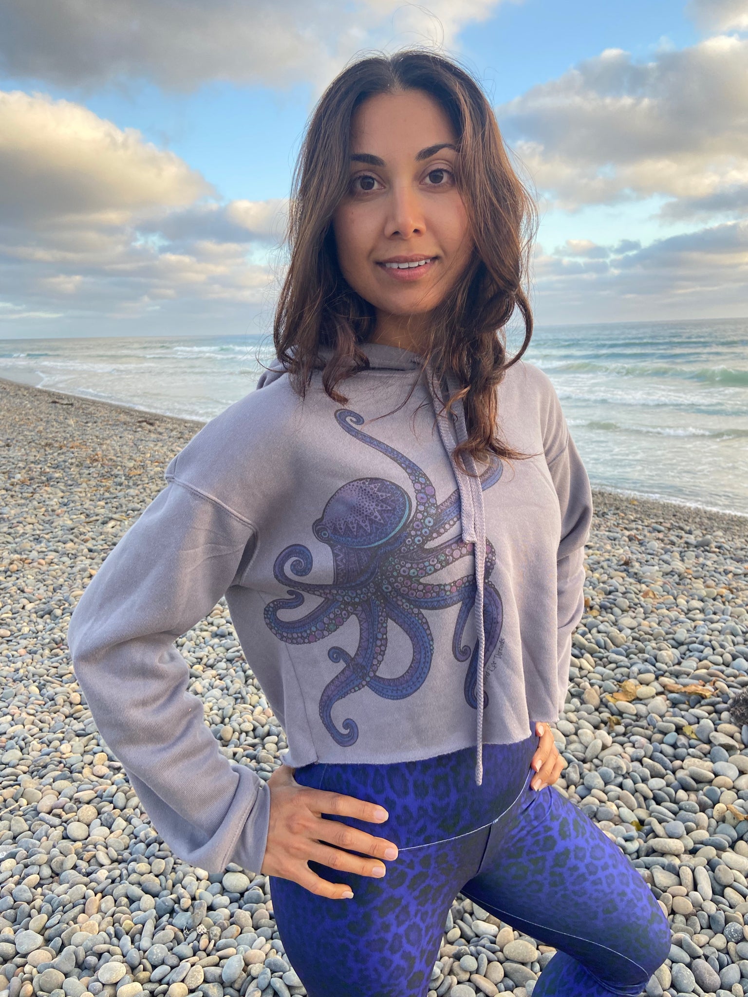 Purple Octopus Crop Hoodie - Third Eye Threads