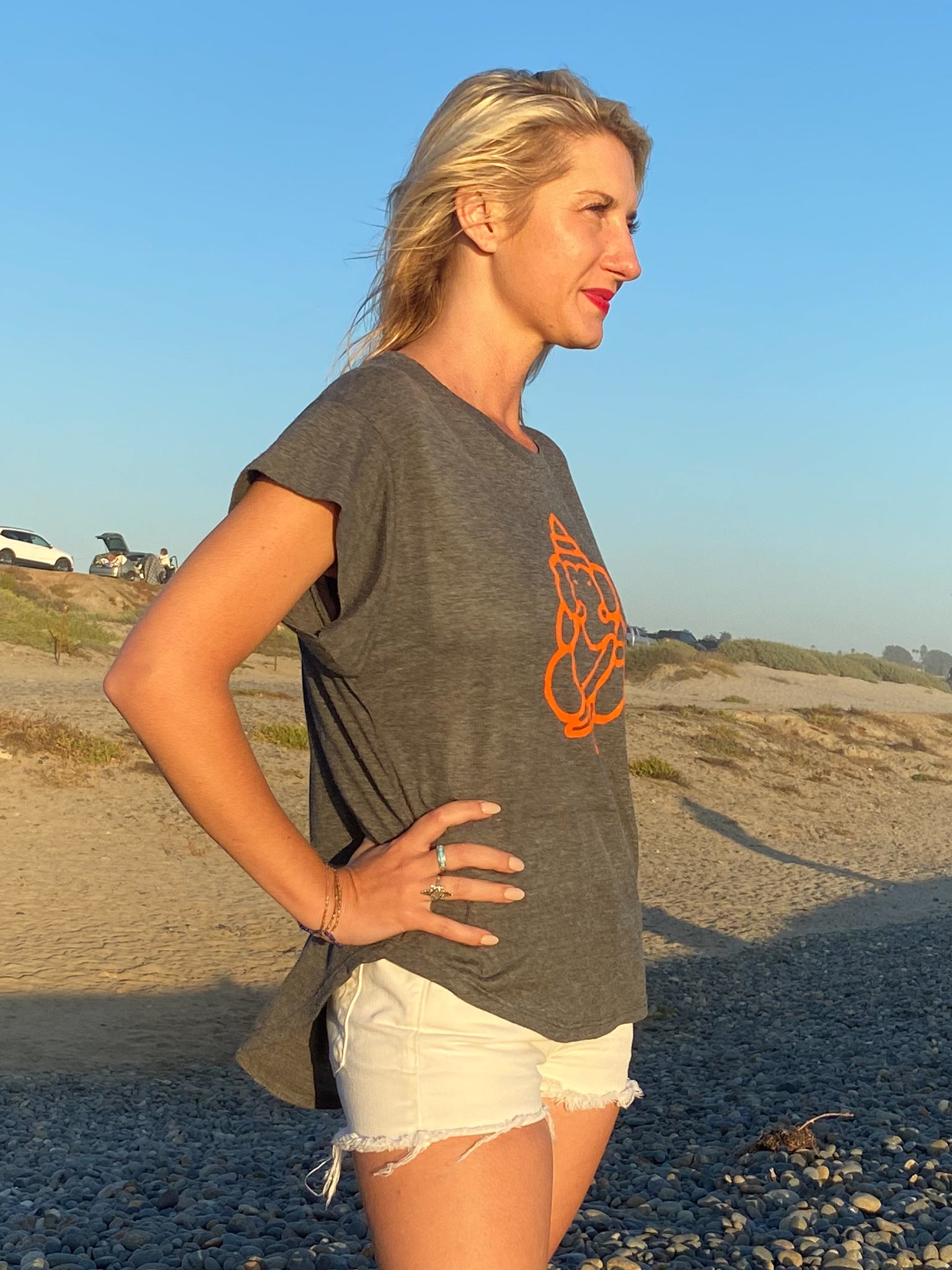 Flock Orange Ganesh Hi-Lo Scallop Tee - Third Eye Threads