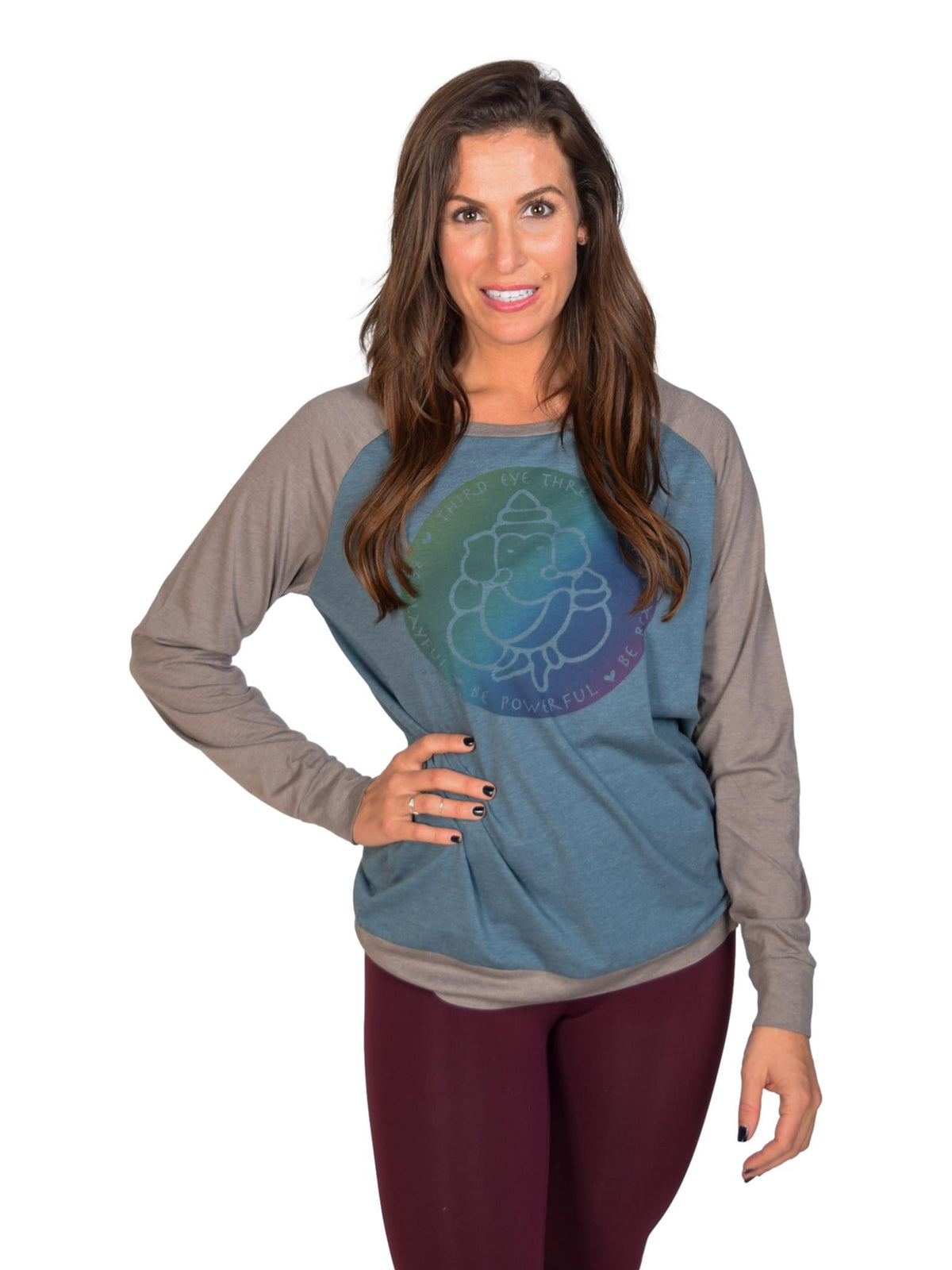 Be Playful, Be Powerful, Be Beautiful Rainbow Ganesh On Lightweight Raglan - Third Eye Threads