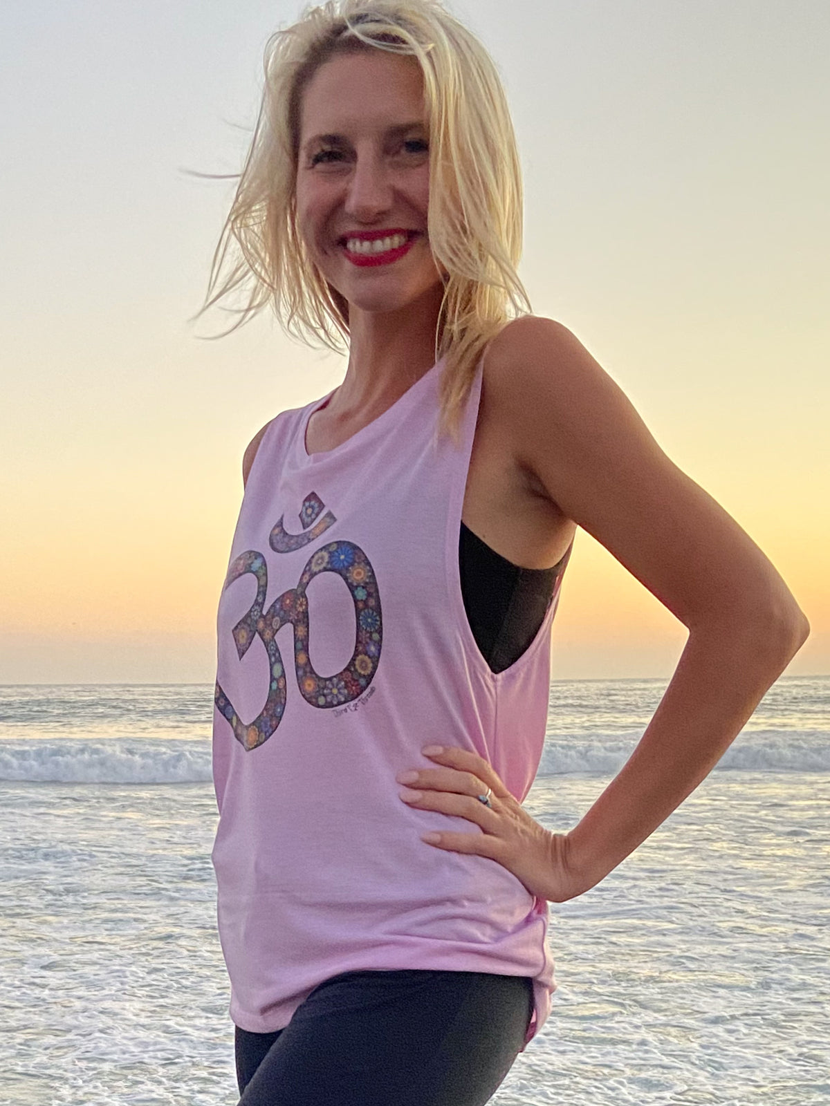 Black Flower Om Boyfriend Tee - Third Eye Threads