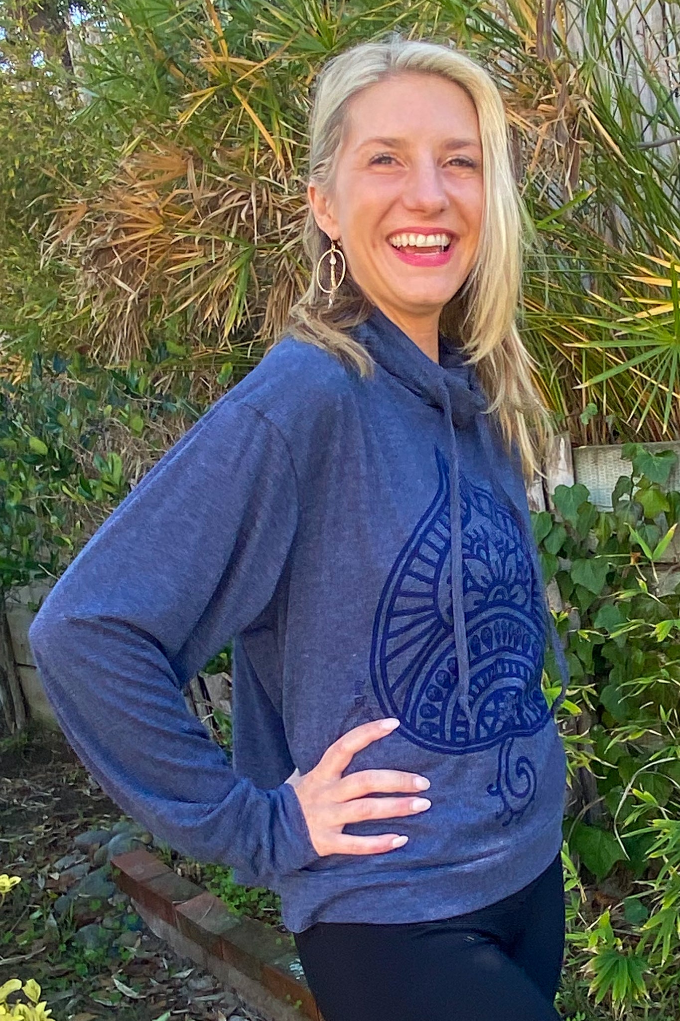 Auspicious Spade Mock Neck Long Sleeve Pullover - Third Eye Threads
