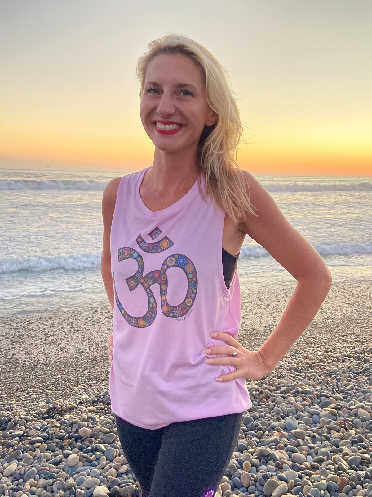 Black Flower Om Boyfriend Tee - Third Eye Threads