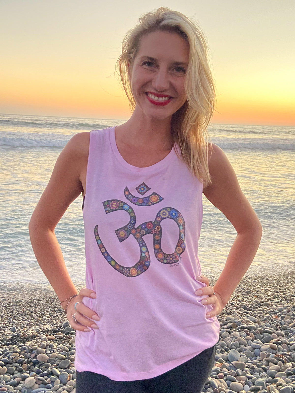 Black Flower Om Boyfriend Tee - Third Eye Threads