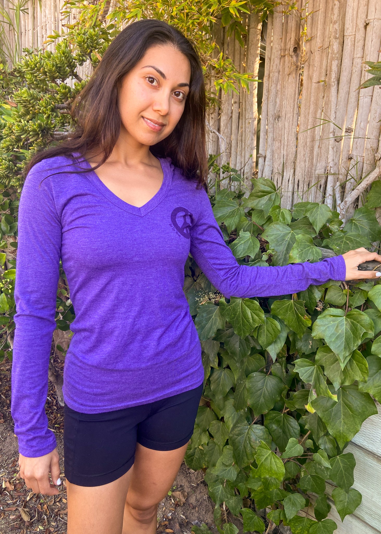 V-neck tri blend hoodie with pocket peace symbol with ganesh's inside. - Third Eye Threads