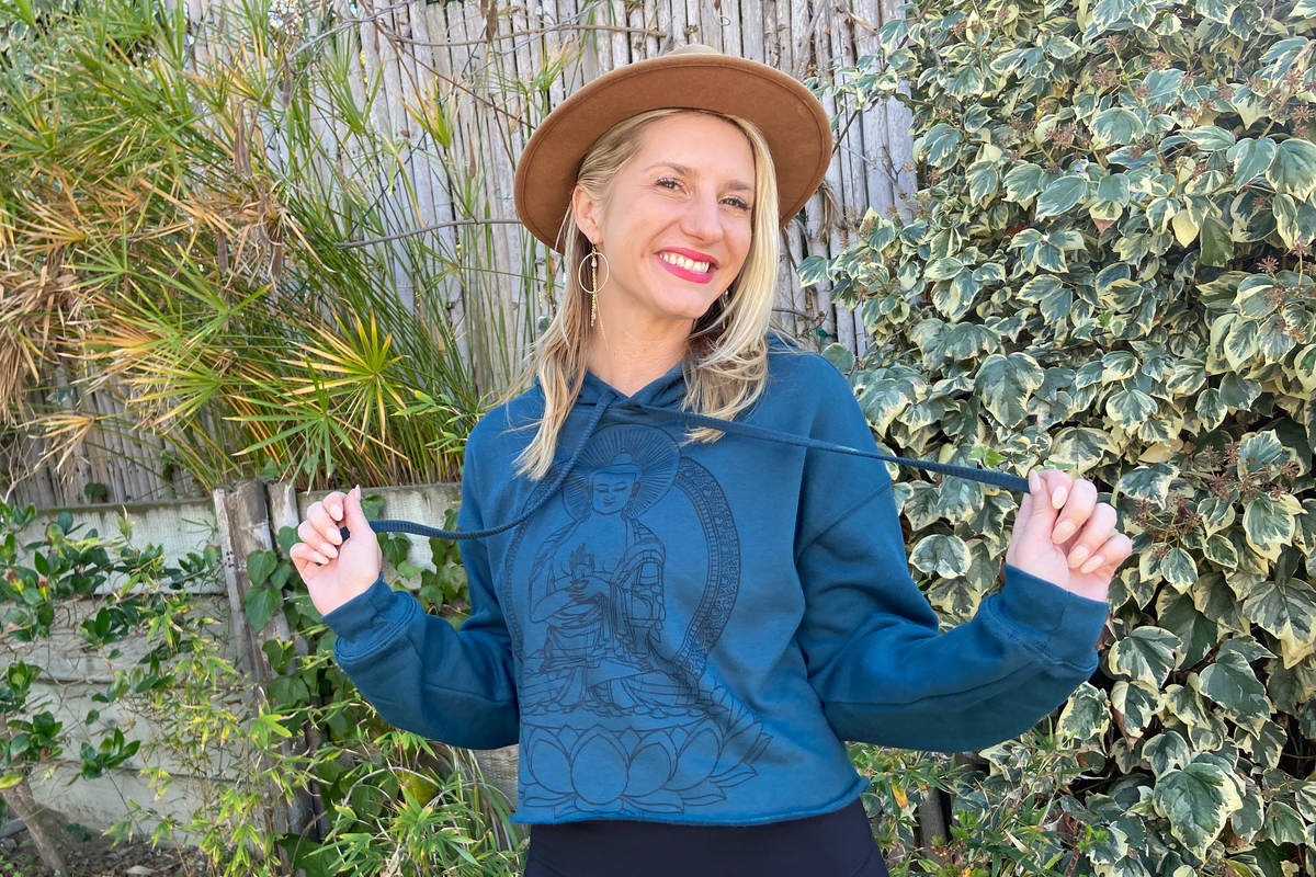 Terry Cloth Buddha Crop Hoodie