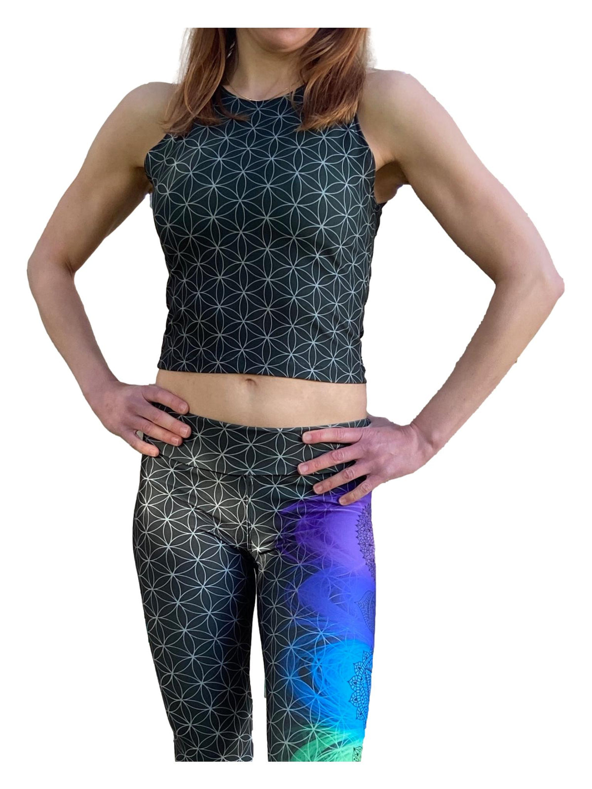 Flower Of Life (Chakra Set) Fitted Crop Top - Third Eye Threads