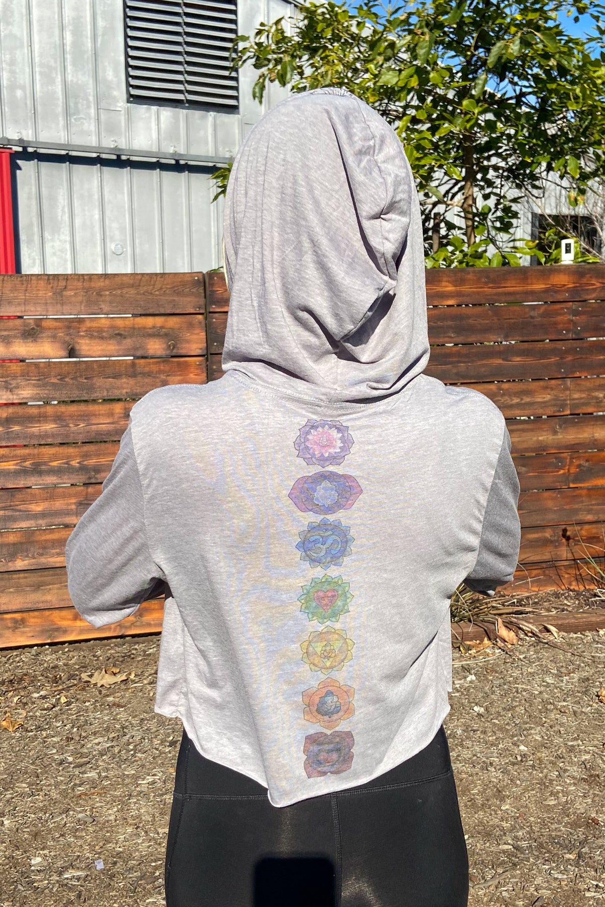 Full Chakra Back Cropped Long Sleeve Hoodie T-Shirt - Third Eye Threads