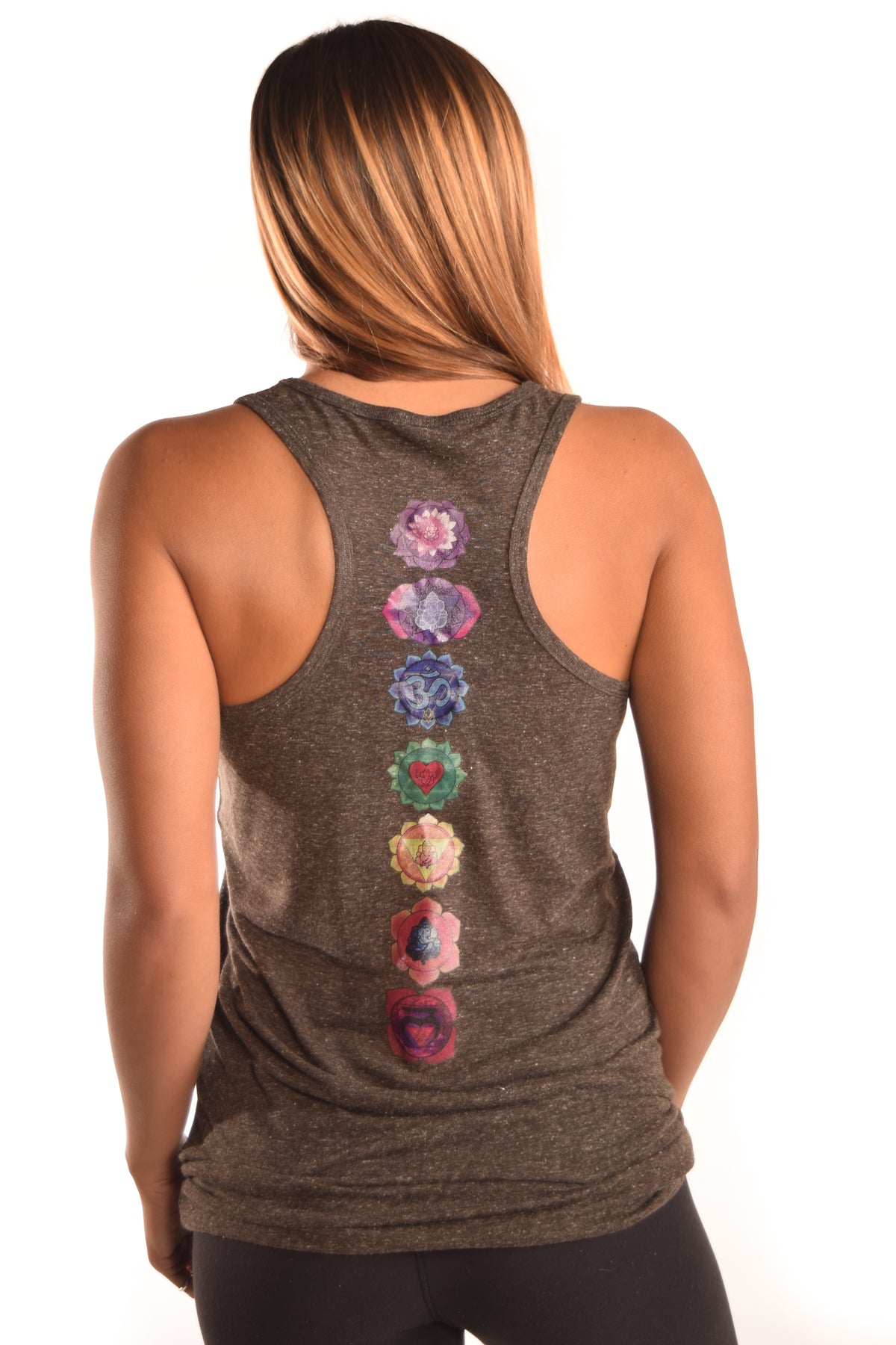 Coal Linen Racerback with Full Chakra Back - Third Eye Threads