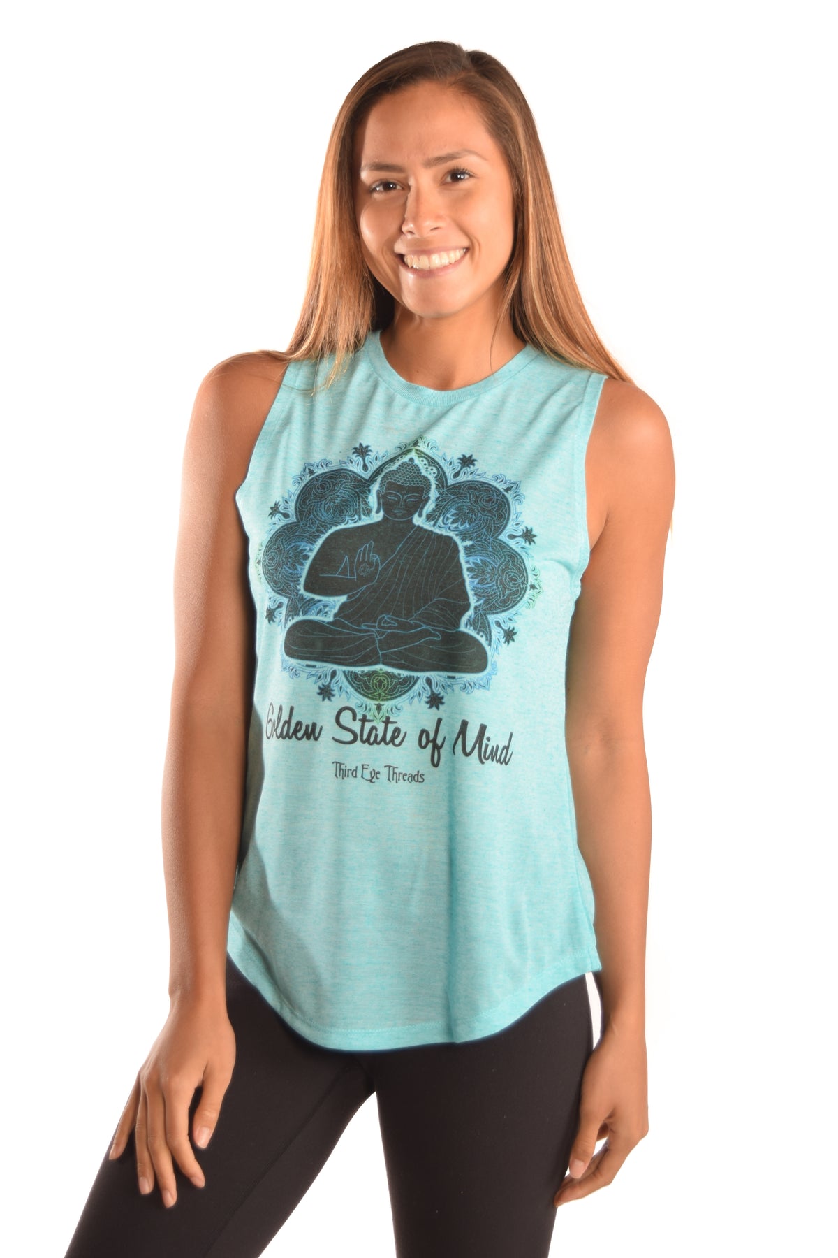 Linen Boyfriend Tee With Golden Buddha - Third Eye Threads