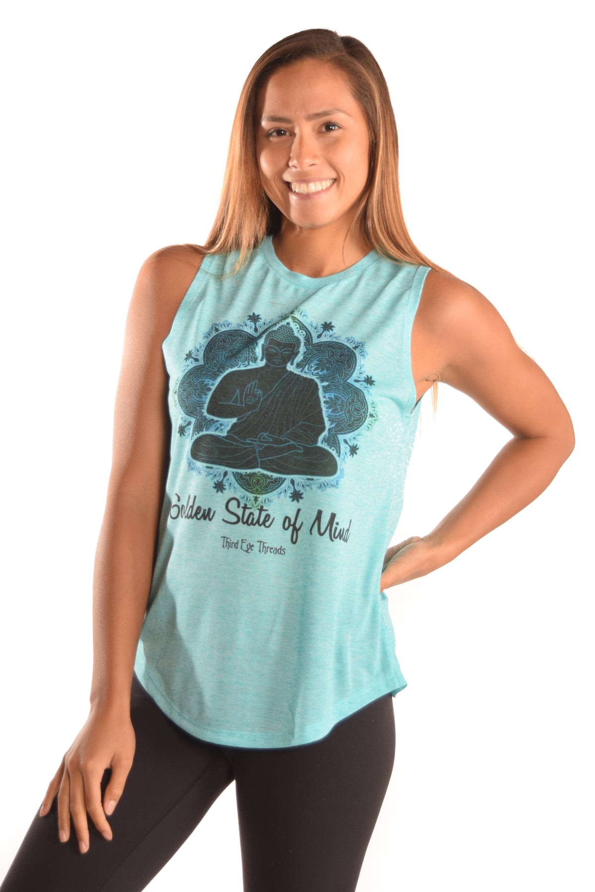 Linen Boyfriend Tee With Golden Buddha - Third Eye Threads